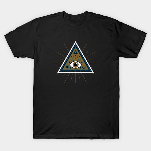 All Seeing eye - Brown with brown eye T-Shirt by Just In Tee Shirts